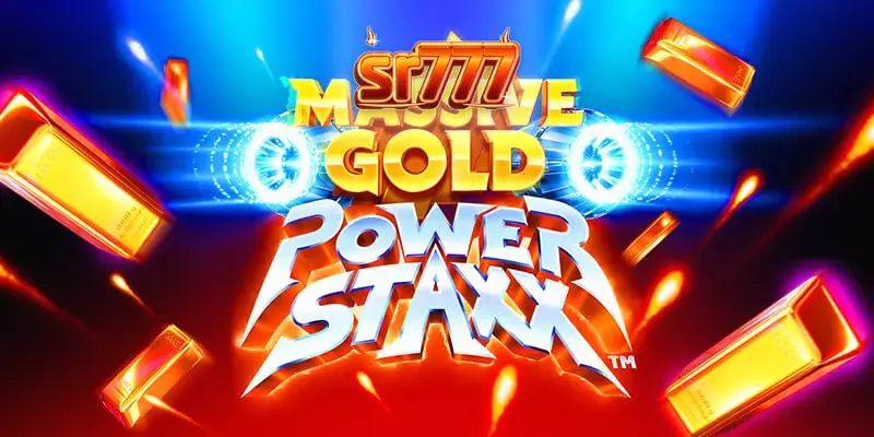 Tampilan antarmuka slot Massive Gold Power Staxx dengan tema luar angkasa yang futuristik
